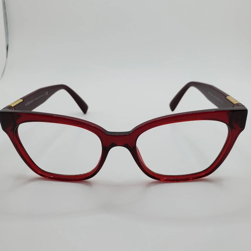 Versace 3294 388 Women Eyeglasses Frame Red Maroon Cat Eye Full Rim 53-18-140 mm